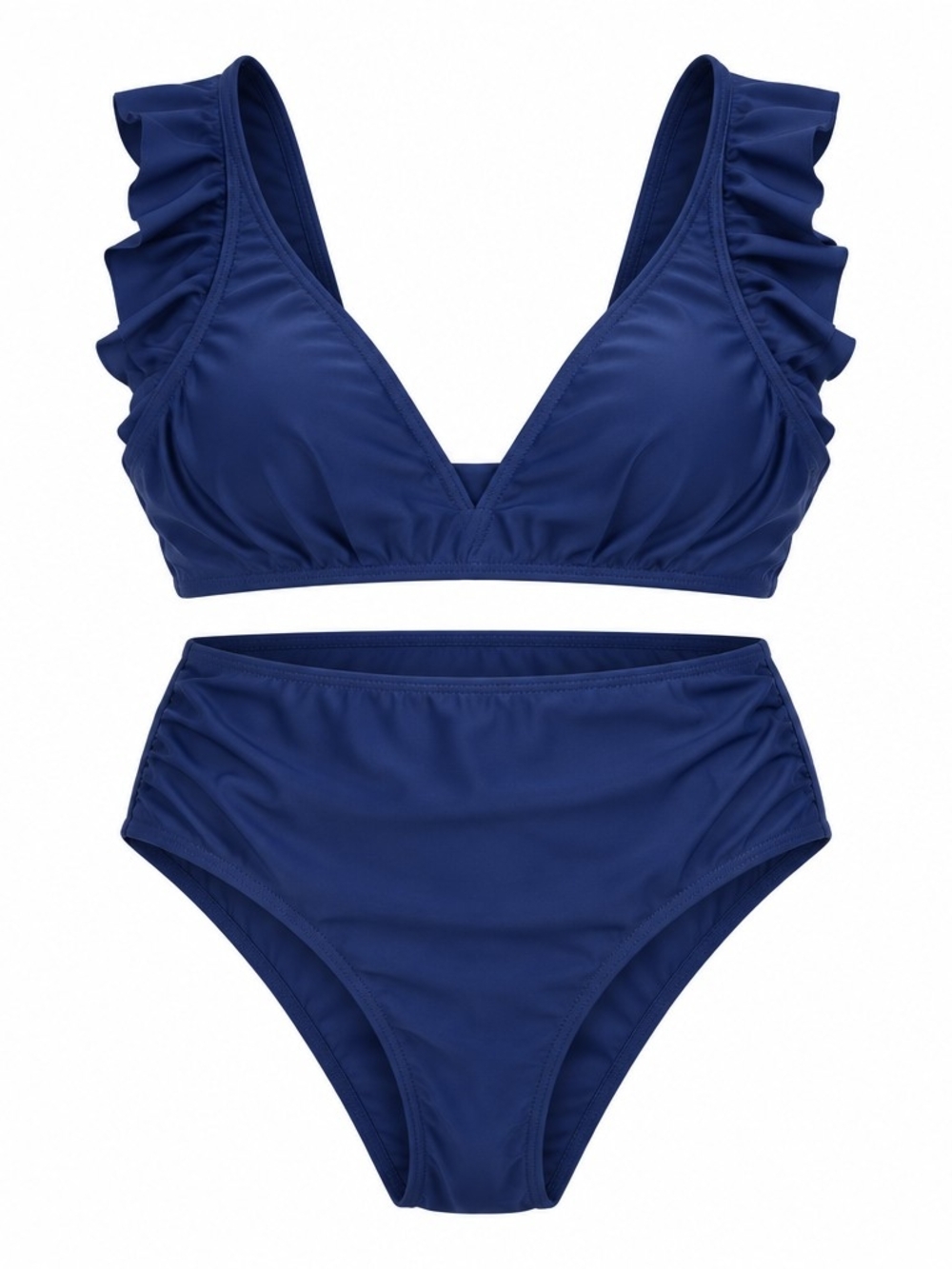 SHEIN Navy Ruffle Strap High-Waist Bikini